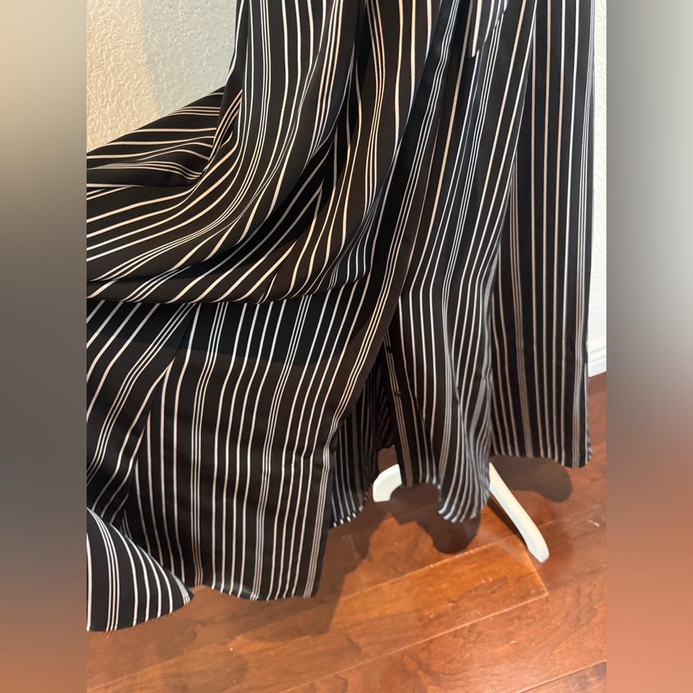 Calvin Klein Striped Black/Silver Midi Button Down Shirt Dress - Size 4 - Picture 12 of 16